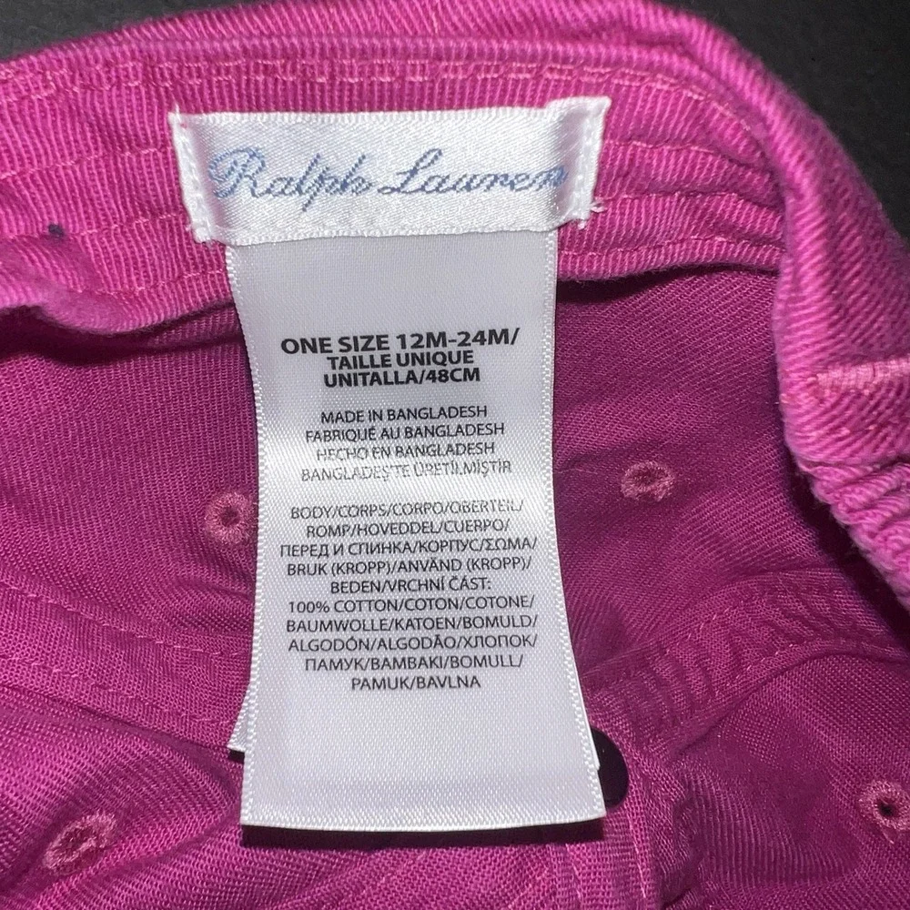Polo Ralph Lauren Baby Toddler Size 12-24 Months Pink Baseball Cap Blue Pony